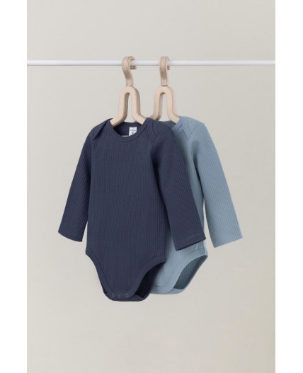 К 6526-2уп/пыльно-синий,стальной набор полукомбинезон (боди)