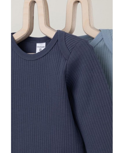 К 6526-2уп/пыльно-синий,стальной набор полукомбинезон (боди)