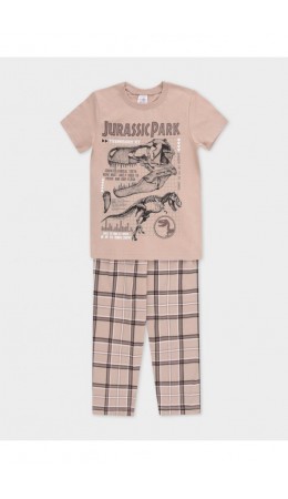 К 1599/темно-бежевый,шотландская клетка пижама