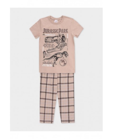 К 1599/темно-бежевый,шотландская клетка пижама