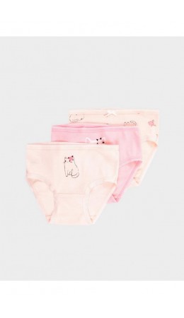 К 1909-3уп/св.лосось,св.жемчуг,котики в цветах Ал набор трусы