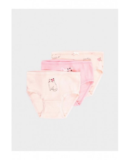 К 1909-3уп/св.лосось,св.жемчуг,котики в цветах Ал набор трусы