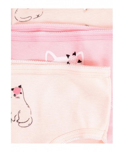 К 1909-3уп/св.лосось,св.жемчуг,котики в цветах Ал набор трусы