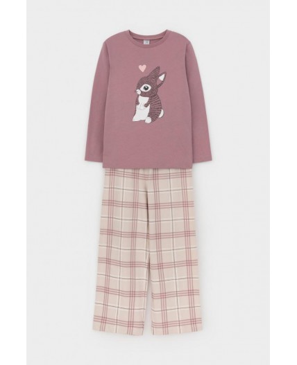 К 1623/морозная вишня,текстильная клетка пижама