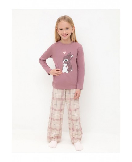 К 1623/морозная вишня,текстильная клетка пижама