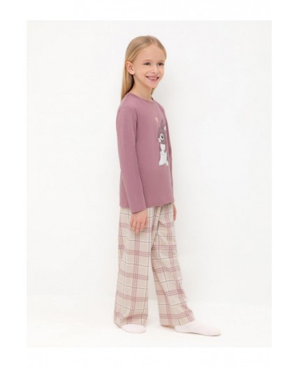 К 1623/морозная вишня,текстильная клетка пижама