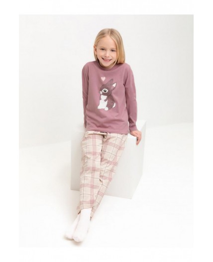 К 1623/морозная вишня,текстильная клетка пижама