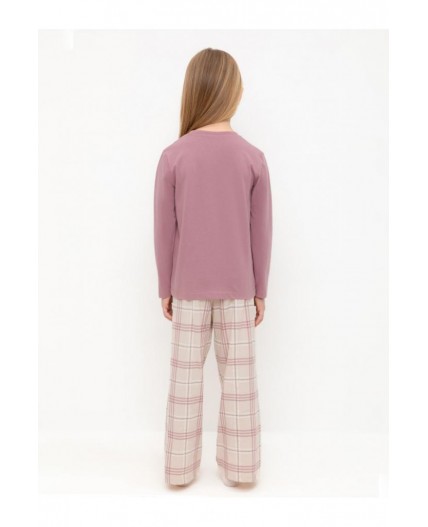 К 1623/морозная вишня,текстильная клетка пижама