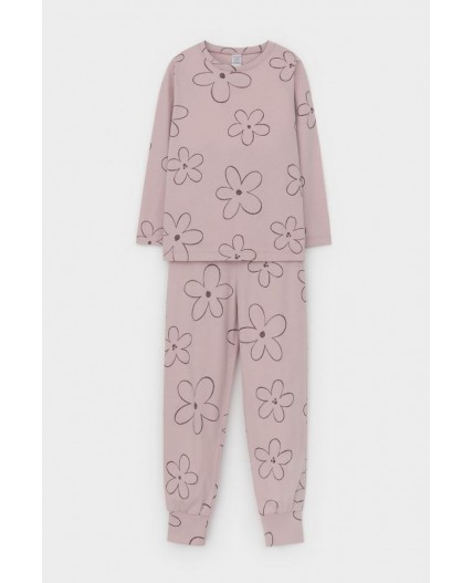 К 1561/розово-сиреневый,контурные цветы пижама