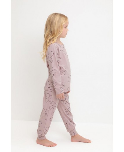 К 1561/розово-сиреневый,контурные цветы пижама