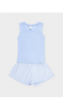 К 1649-1/небесно-голубой,геометрические ромашки пижама