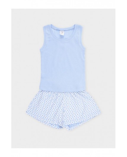 К 1649-1/небесно-голубой,геометрические ромашки пижама