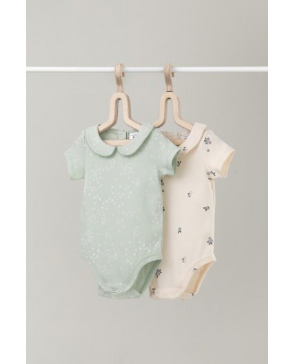 К 6540-2уп/зайчата на полянке,голубика и цветы набор полукомбинезон (боди)