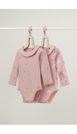 К 6539-2уп/зайчики и тюльпаны,цветочная поляна набор полукомбинезон (боди)