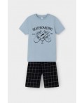 К 1528/пыльно-синий,двойная клетка пижама
