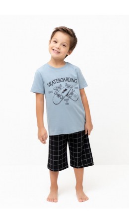 К 1528/пыльно-синий,двойная клетка пижама