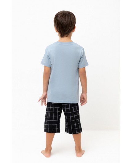 К 1528/пыльно-синий,двойная клетка пижама