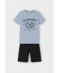 К 1528-1/пыльно-синий,двойная клетка пижама