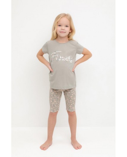 К 1647-1/пыльно-оливковый,полевые цветы пижама