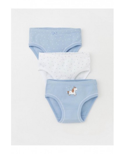 К 1978-3уп/небесно-голубой,белый,звездочки Ал набор трусы