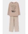 К 1600/темно-бежевый,клетка пижама
