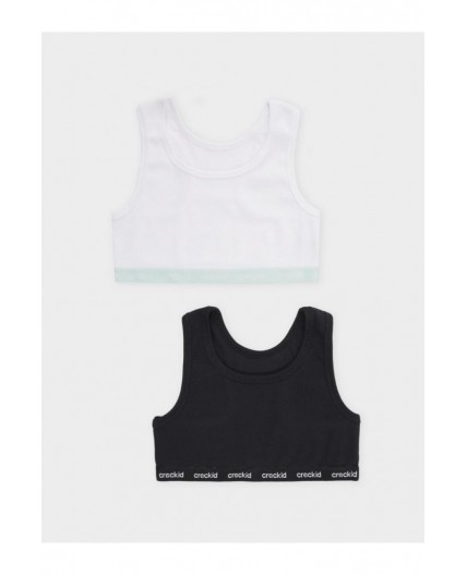 К 1196-2уп/белый,черный набор майка-топ