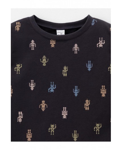 К 1561/угольный серый,цветные роботы пижама