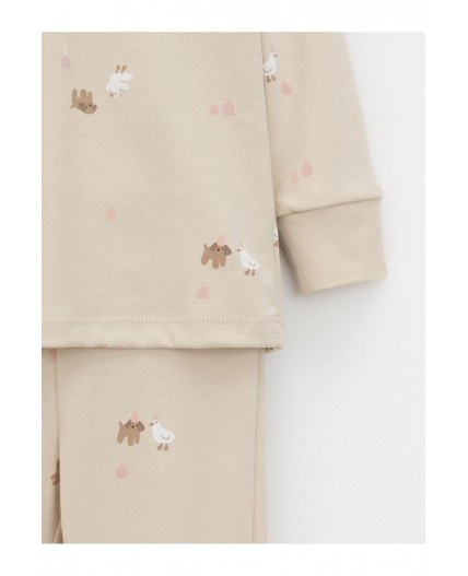 К 1552/серо-бежевый,милые животные пижама