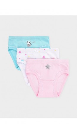 К 1978-3уп/неж.розовый,аквамарин,белый,звездопад набор трусы