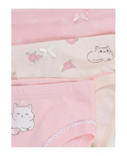 К 1978-3уп/св.лосось,св.жемчуг,котики в цветах набор трусы