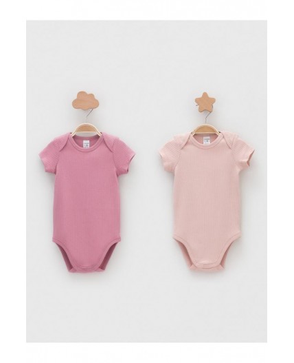 К 6525-2уп/розово-бежевый 1506,тем.розовый 1710 набор полукомбинезон (боди)