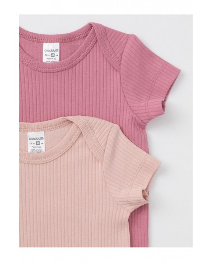 К 6525-2уп/розово-бежевый 1506,тем.розовый 1710 набор полукомбинезон (боди)