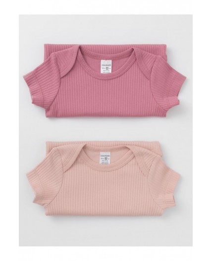 К 6525-2уп/розово-бежевый 1506,тем.розовый 1710 набор полукомбинезон (боди)