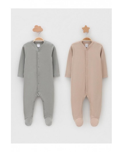 К 6523-2уп/тем.бежевый 1304,оливковый 0209 набор комбинезон (слип)