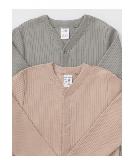 К 6523-2уп/тем.бежевый 1304,оливковый 0209 набор комбинезон (слип)