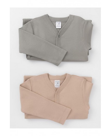 К 6523-2уп/тем.бежевый 1304,оливковый 0209 набор комбинезон (слип)