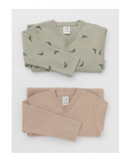 К 6523-2уп/оливковый Н049.1,тем.бежевый 1304 набор комбинезон (слип)