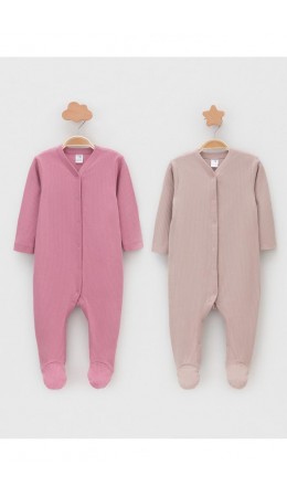 К 6523-2уп/розово-бежевый 1506,тем.розовый 1710 набор комбинезон (слип)