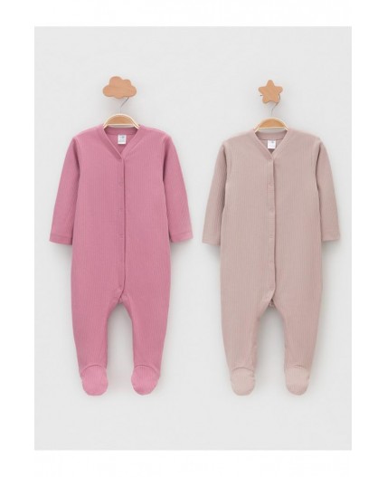 К 6523-2уп/розово-бежевый 1506,тем.розовый 1710 набор комбинезон (слип)