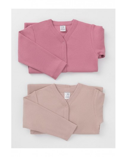 К 6523-2уп/розово-бежевый 1506,тем.розовый 1710 набор комбинезон (слип)