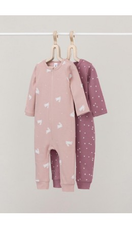 К 6522-2уп/цветочные снежинки,зайчики набор комбинезон