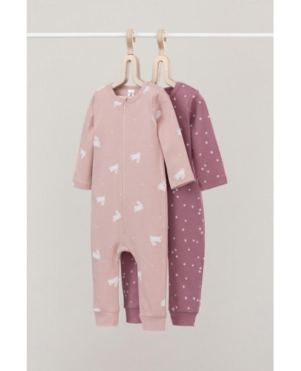 К 6522-2уп/цветочные снежинки,зайчики набор комбинезон