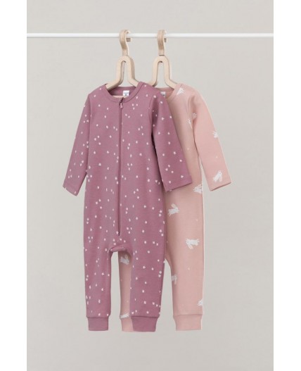 К 6522-2уп/цветочные снежинки,зайчики набор комбинезон