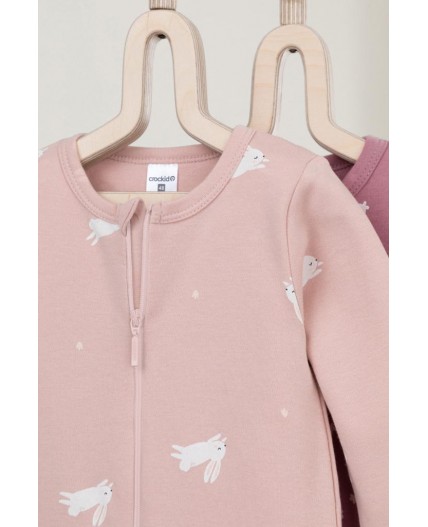 К 6522-2уп/цветочные снежинки,зайчики набор комбинезон