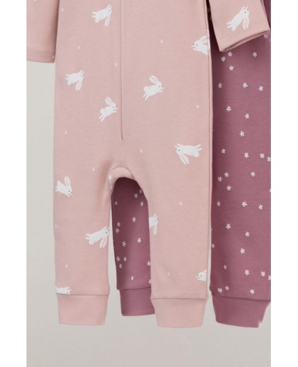 К 6522-2уп/цветочные снежинки,зайчики набор комбинезон