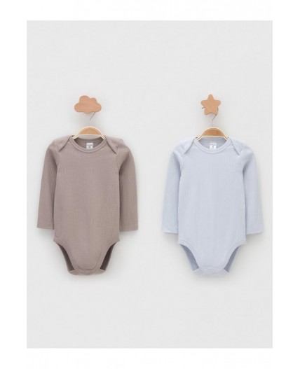 К 6526-2уп/капучино 1210,серо-голубой 4106 набор полукомбинезон (боди)