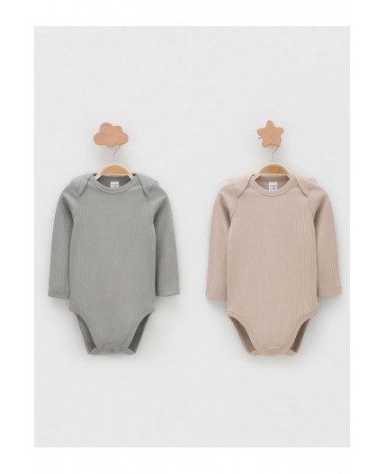 К 6526-2уп/тем.бежевый 1304,оливковый 0209 набор полукомбинезон (боди)