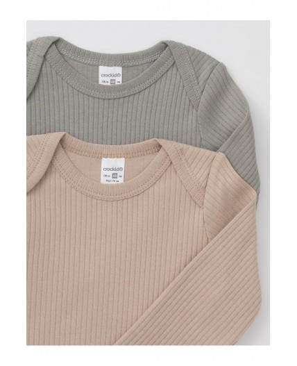 К 6526-2уп/тем.бежевый 1304,оливковый 0209 набор полукомбинезон (боди)