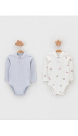 К 6542-2уп/серо-голубой 4106,молочный Н104 набор полукомбинезон (боди)