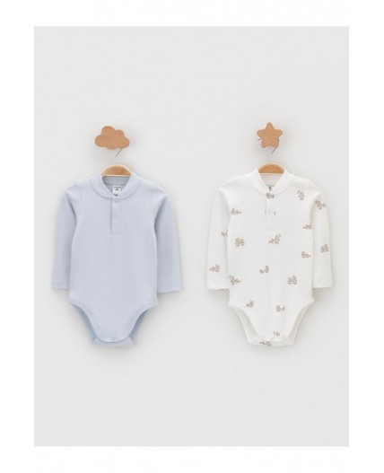 К 6542-2уп/серо-голубой 4106,молочный Н104 набор полукомбинезон (боди)